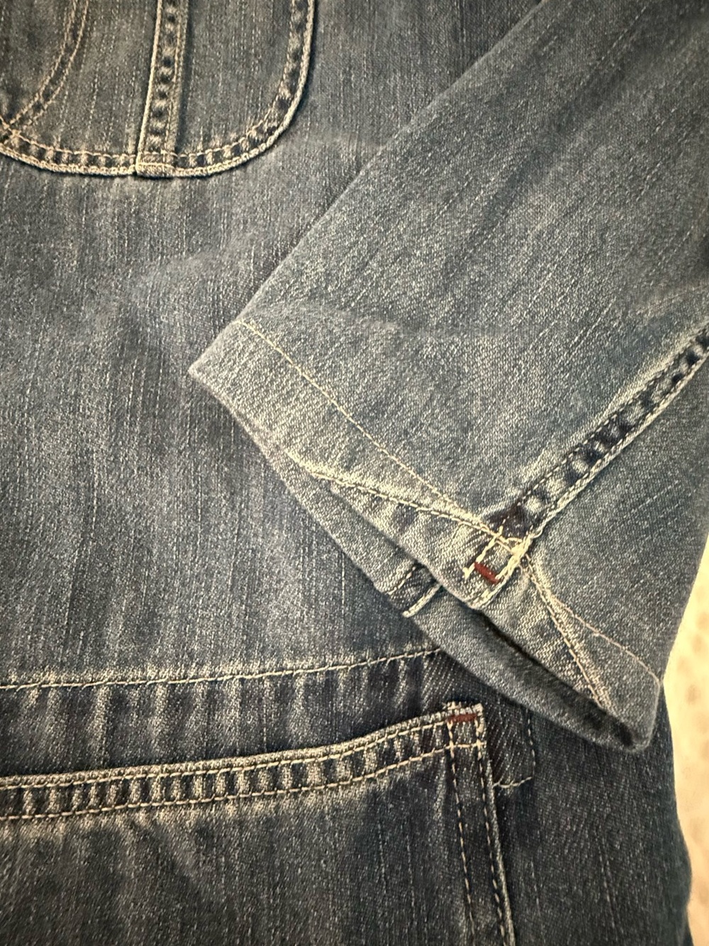 ORVIS Womens Medium Denim Chore Jacket Utility Barn Coat Blue Heritage Style - Picture 5 of 10